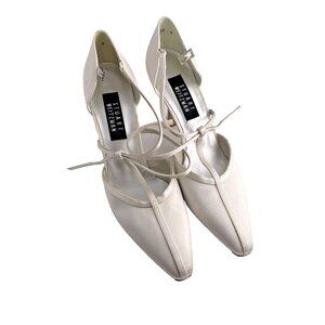 Stuart Weitzman Wedding Bride‎ Bridesmaid Formal White Cloth Heels Size 9.5 AA
